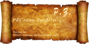 Pénzes Zalán névjegykártya